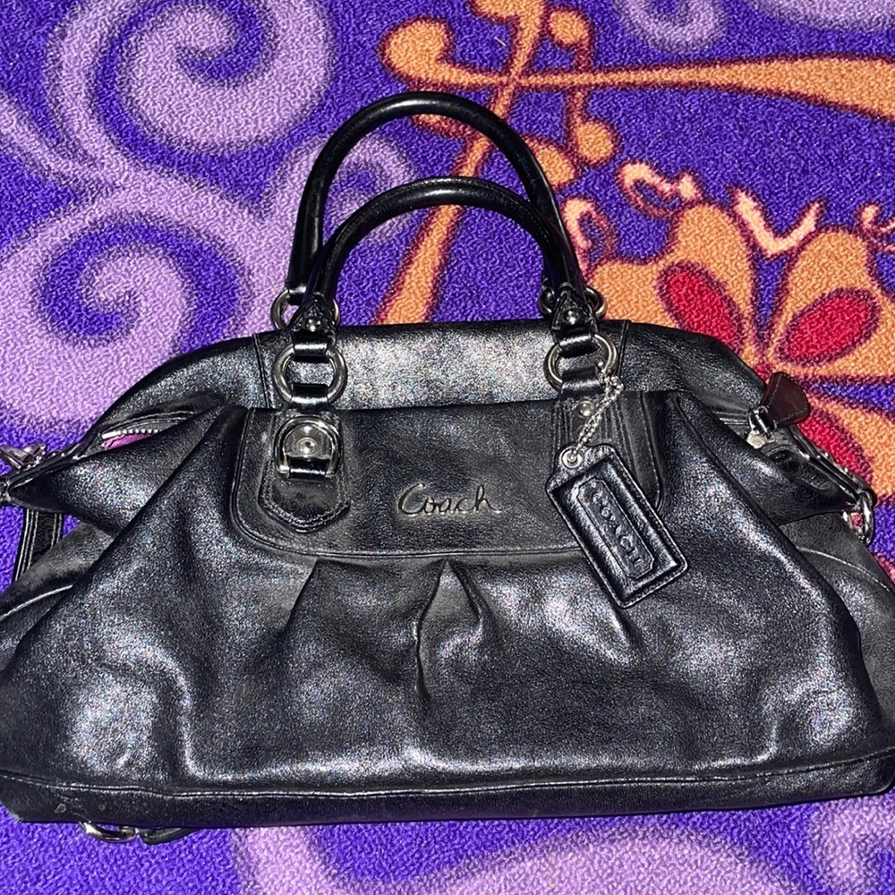New coach hand bag real leather silver hardware